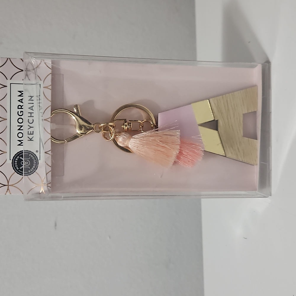 Gold and Pink Letter A Keychain/ Bag Charm ~ New